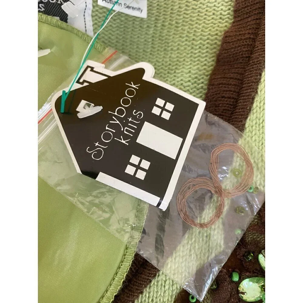 NWT Vintage Storybook Knits Green Floral Knit Button Front Cardigan - Large - Picture 10 of 12